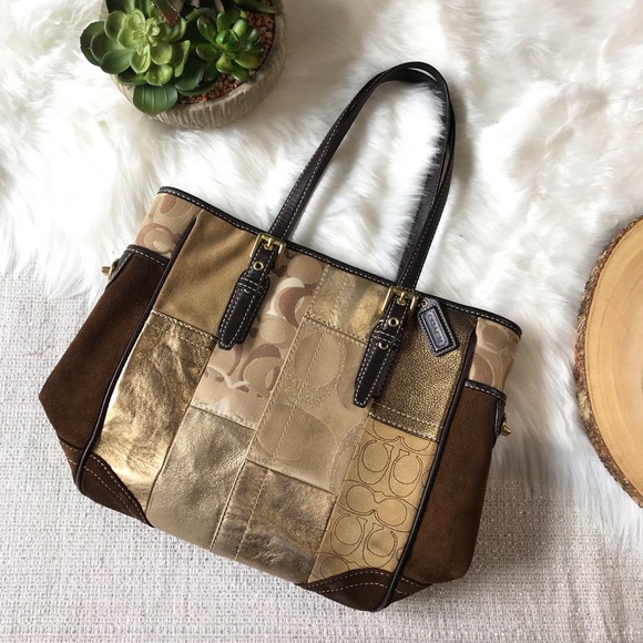 Coach Handbags - Coach gold patchwork tote